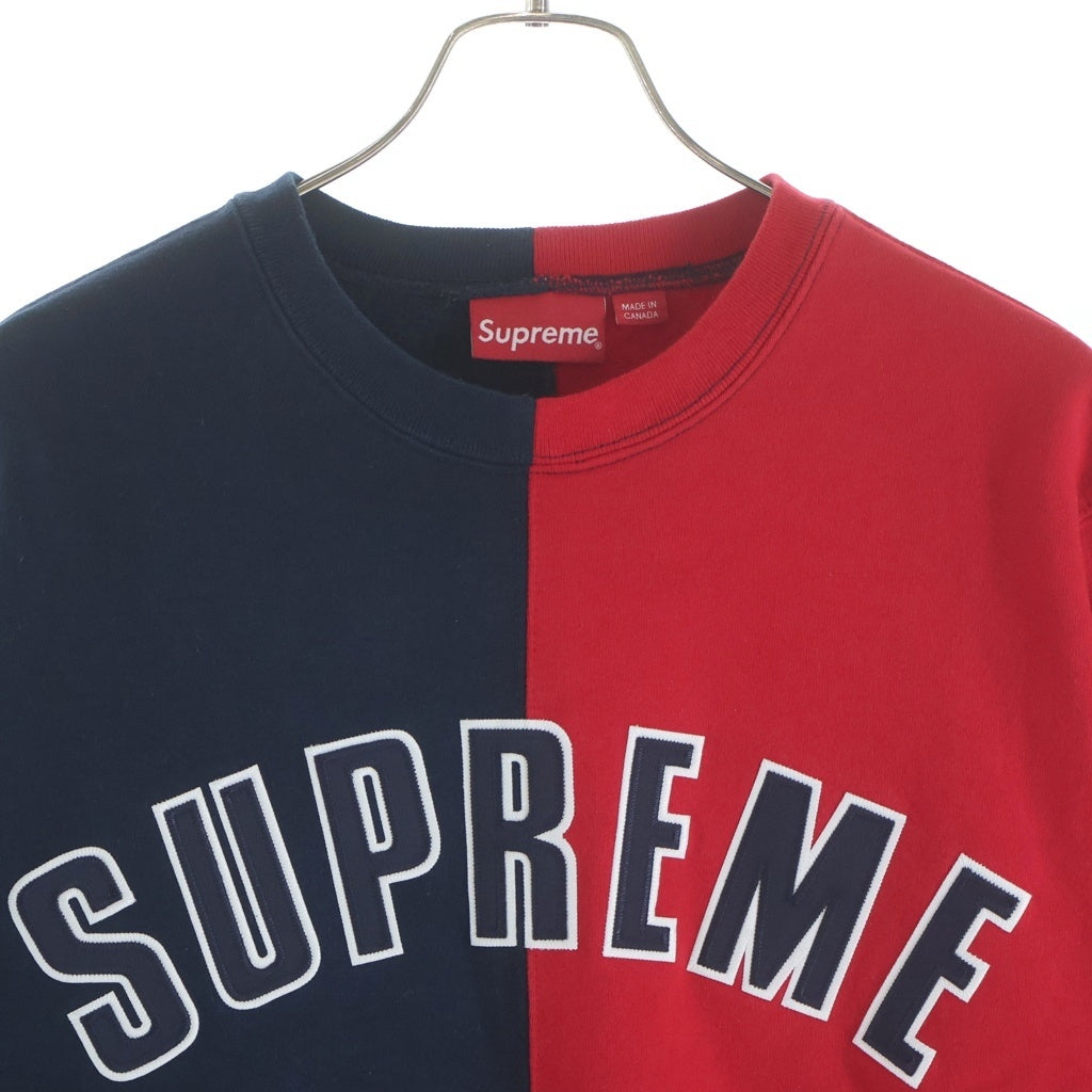 SUPREME(シュプリーム) 18AW Split Crewneck Sweatshirt スプリット クルーネック スウェットトレーナー ネイビー/レッド