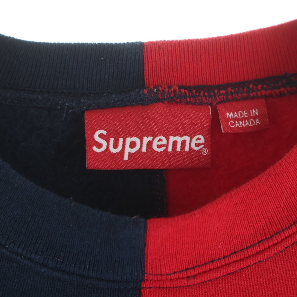 SUPREME(シュプリーム) 18AW Split Crewneck Sweatshirt スプリット クルーネック スウェットトレーナー ネイビー/レッド