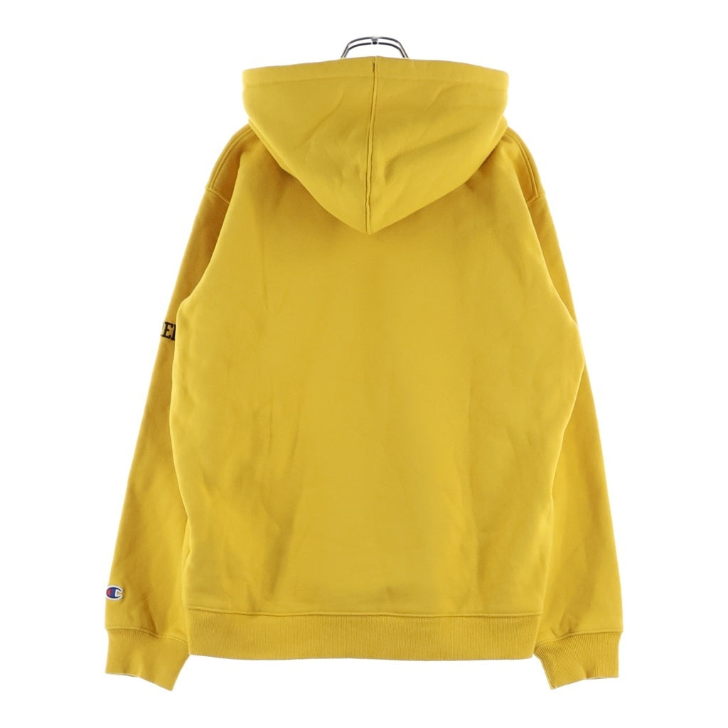 SUPREME(シュプリーム) 17SS ×Champion Satin Logo Hooded Sweatshirt チャンピオン サテン ロゴ スウェットプルオーバーパーカー イエロー
