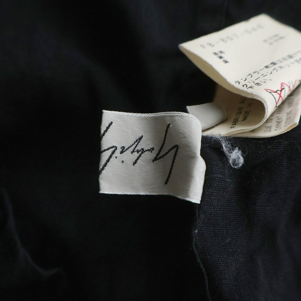 Yohji Yamamoto(ヨウジヤマモト) アシンメトリーフリル プリーツ コットン リネン 長袖シャツ ブラック FB-B07-046 レディース