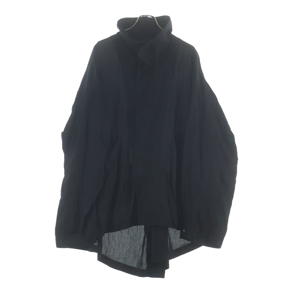 YOHJI YAMAMOTO REGULATION(ヨウジヤマモト レギュレーション) RY BROAD R-SHORT MODS C ドローコード付き セルロース ジップアップ ジャケット モッズコート ブラック FI-C50-202