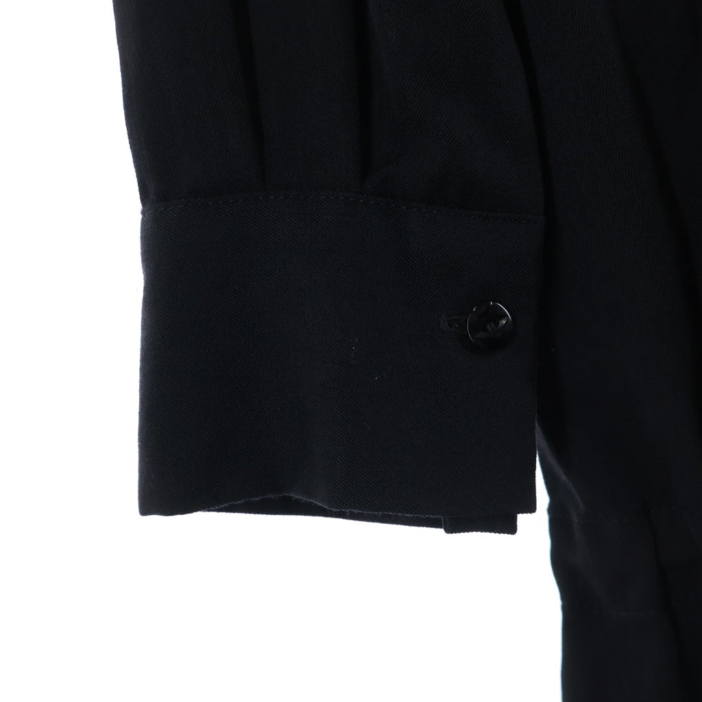 YOHJI YAMAMOTO REGULATION(ヨウジヤマモト レギュレーション) ウール ドローコード付き 長袖シャツ ワンピース ブラック レディース FY-D51-100