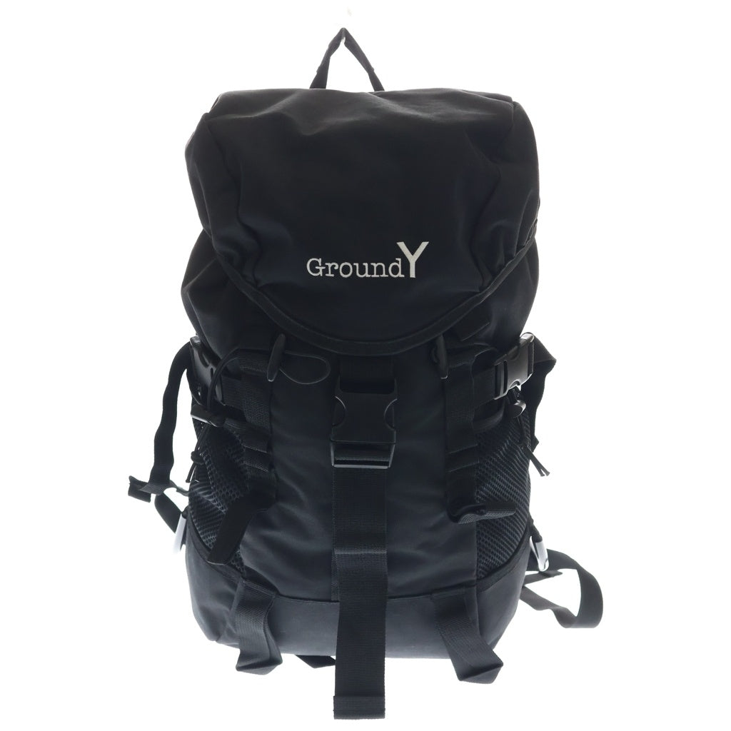 Ground Y(グラウンドワイ) NY CLOTH BACK PACK ロゴ刺繍 ナイロン バックパック デイパック リュックサック ブラック