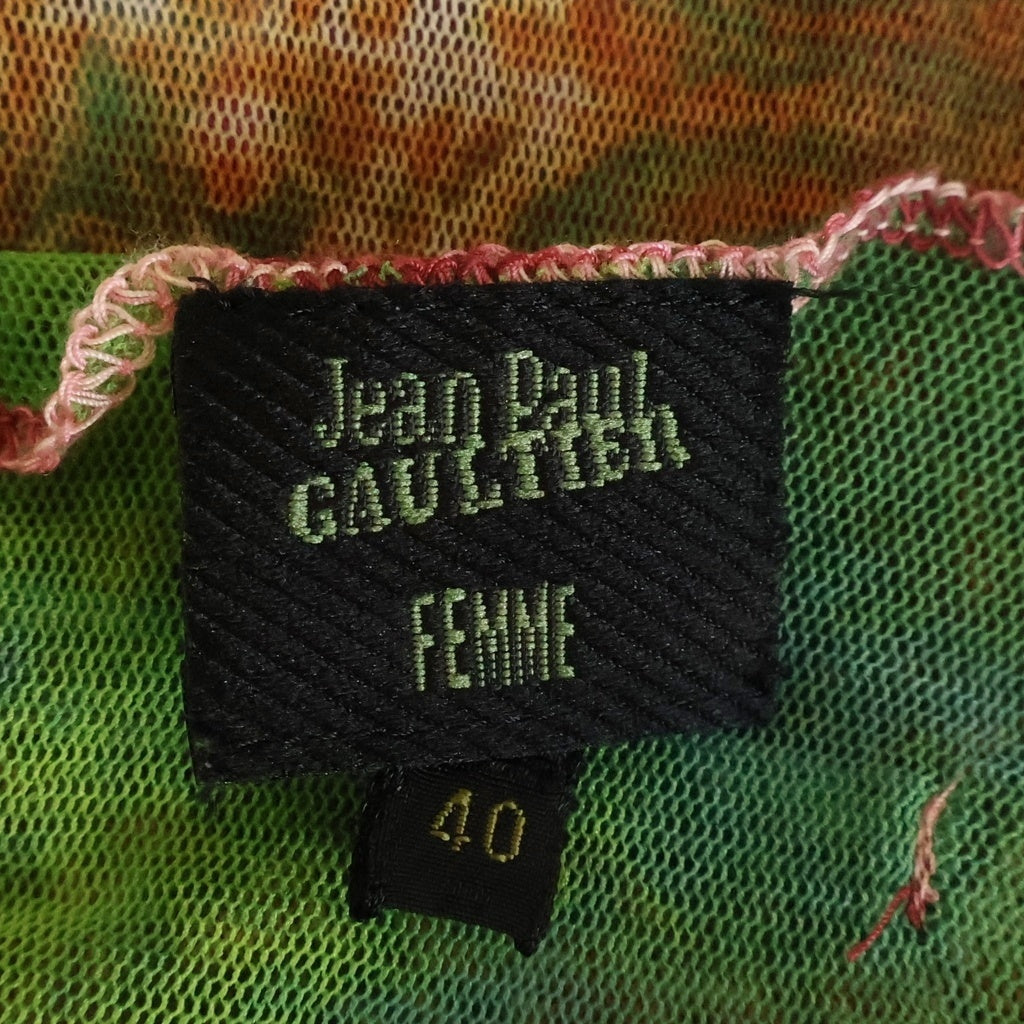 Jean Paul GAULTIER(ジャンポールゴルチエ) FEMME デザインロゴ パワーネット メッシュカーディガン レディース マルチカラー