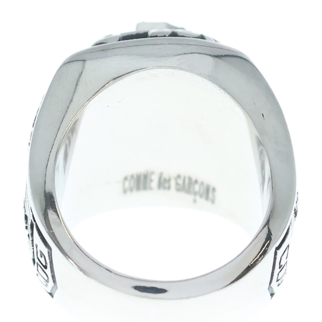 COMME des GARCONS(コムデギャルソン) HAPPY HOLIDAYS LIVE FREE CHAMPION RING ロゴ ラインストーン チャンピオン カレッジリング 指輪 ブラック/シルバー