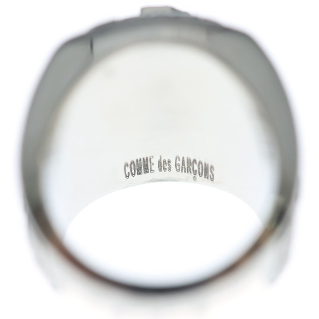 COMME des GARCONS(コムデギャルソン) HAPPY HOLIDAYS LIVE FREE CHAMPION RING ロゴ ラインストーン チャンピオン カレッジリング 指輪 シルバー レディース