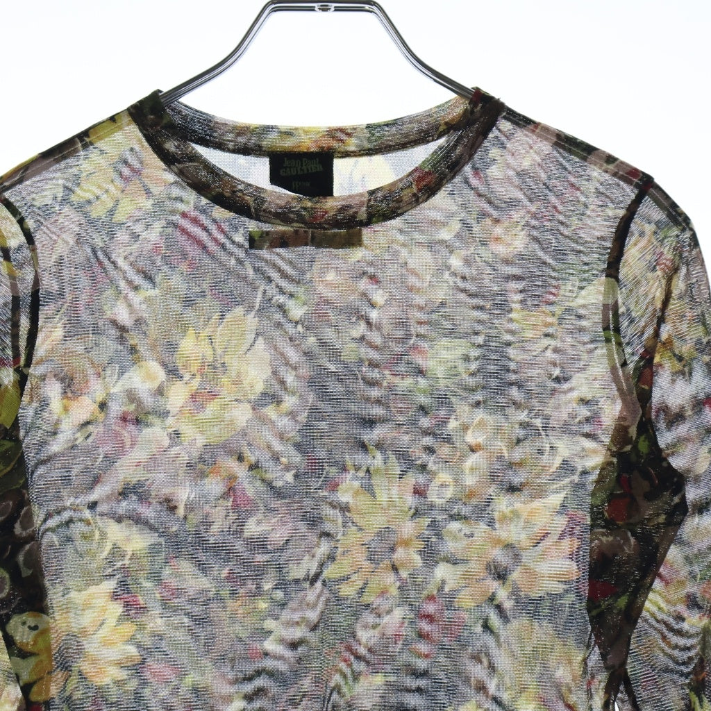 Jean Paul GAULTIER(ジャンポールゴルチエ) FEMME フラワーデザイン パワーネット メッシュ長袖シャツ マルチカラー レディース