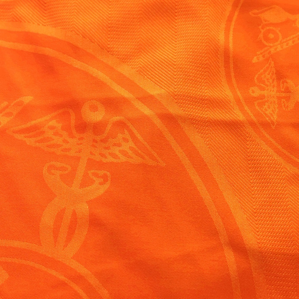 HERMES(エルメス) ニューリブリス シルク 大判シルクスカーフ ストール オレンジ レディース