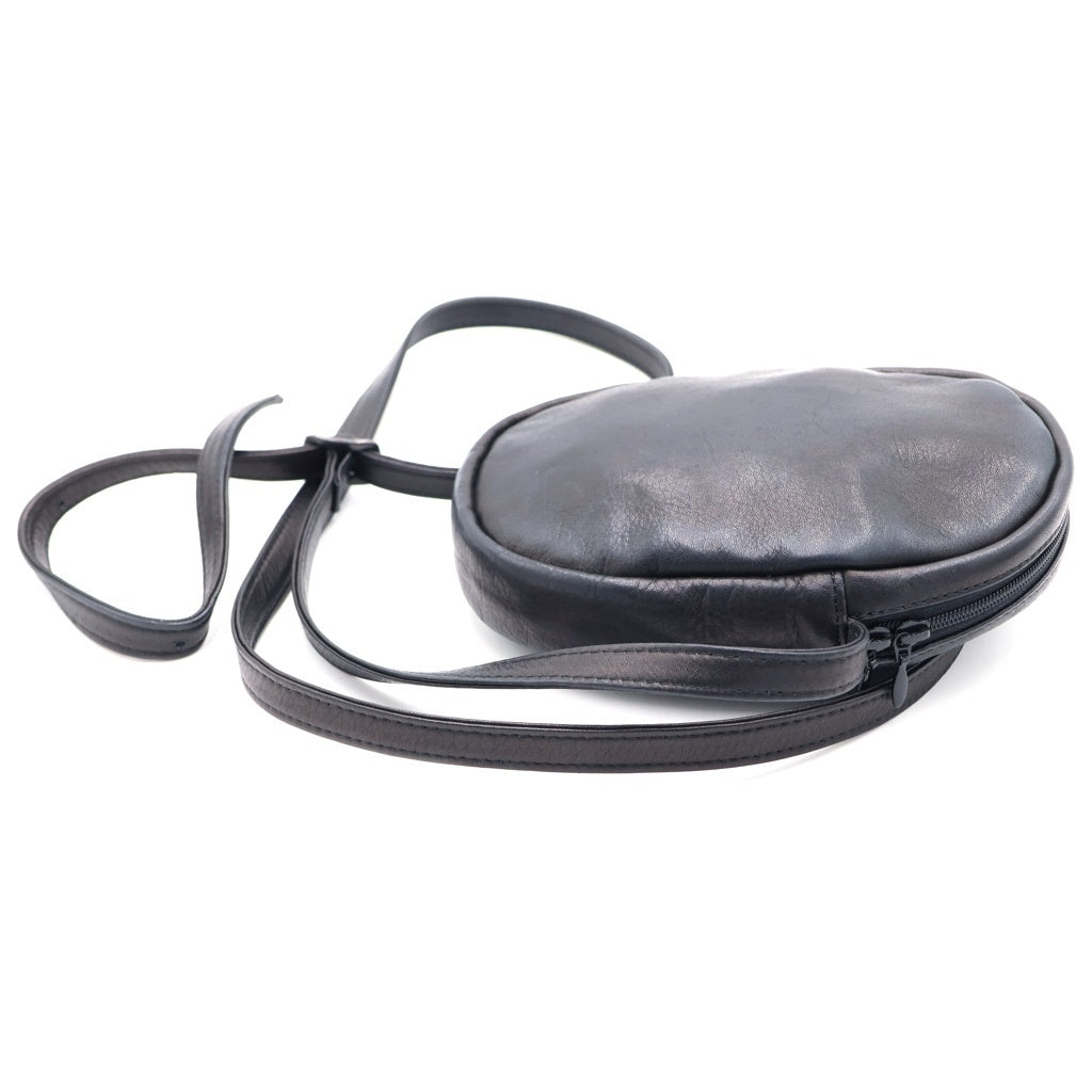 Y's(ワイズ) 23SS SOFT SMOOTH ROUND POCHETTE レザーショルダーバッグ ミニポーチ ブラック YZ-I13-722