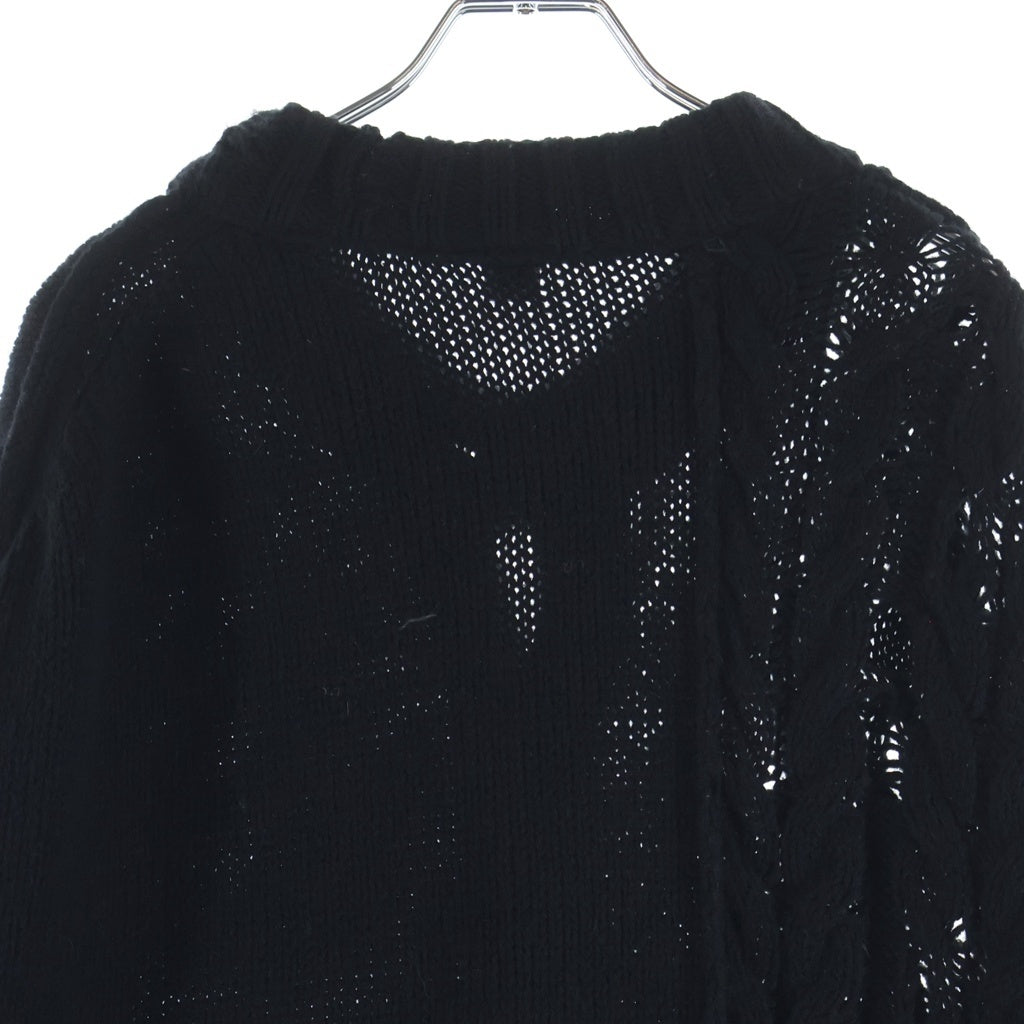 Y's(ワイズ) 22AW パッチワーク ウール混合 カーディガン レディース ブラック YE-K21-584