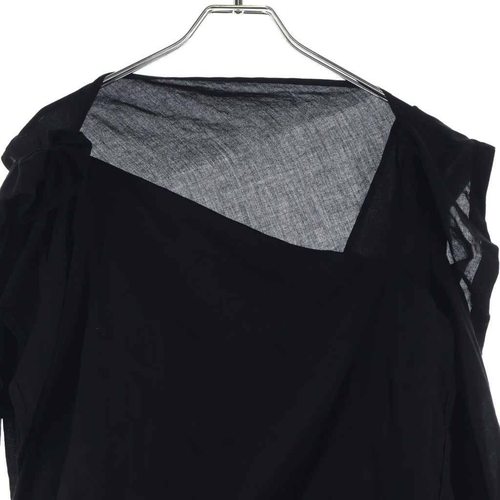 Y's(ワイズ) 22SS LAWN DRAPE TWISTED D-A 変形 ドレープドレス ワンピース レディース ブラック FG-D10-207