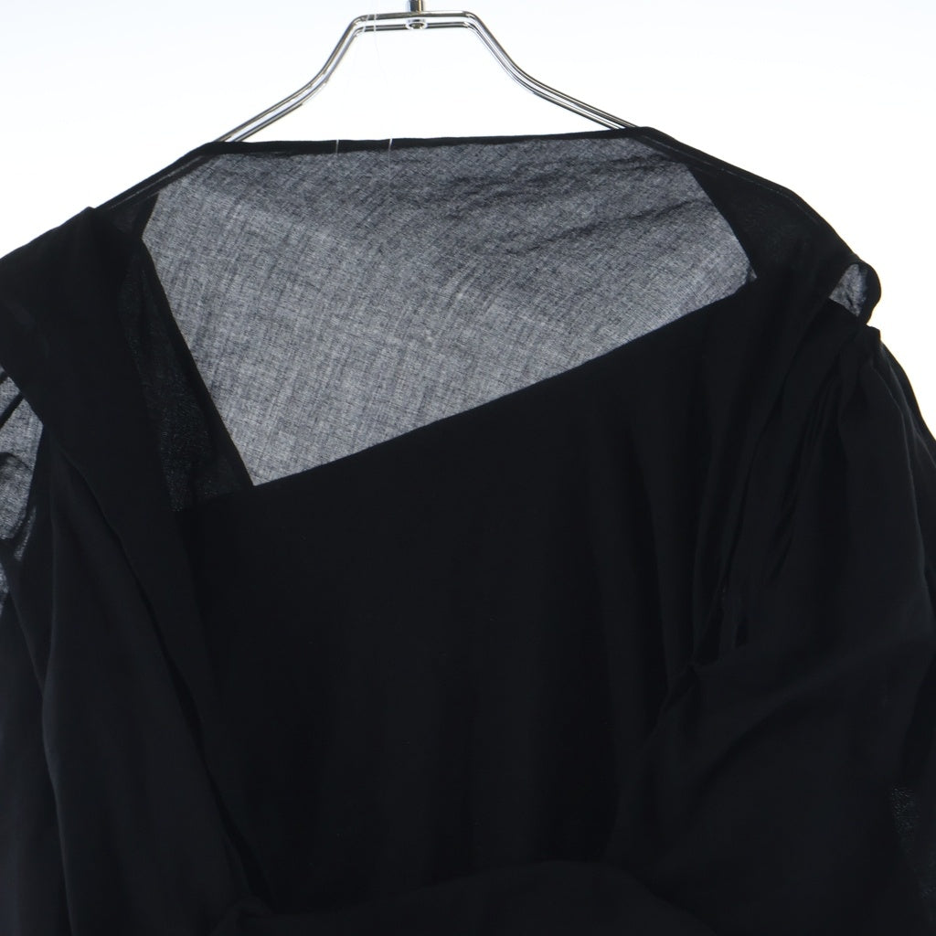 Y's(ワイズ) 22SS LAWN DRAPE TWISTED D-A 変形 ドレープドレス ワンピース レディース ブラック FG-D10-207