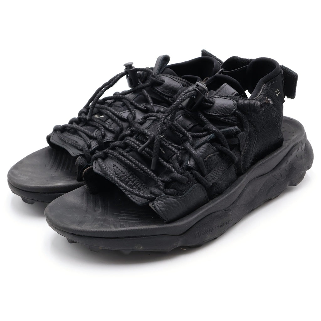 Y's(ワイズ) ×Flower MOUNTAIN PUMA PUNKU フラワーマウンテン プマプンク ハラコ レザー サンダル ブラック レディース US7/25cm FM97-A-001