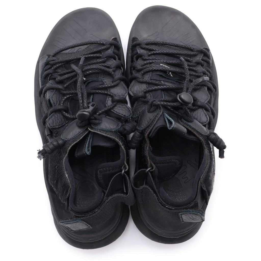 Y's(ワイズ) ×Flower MOUNTAIN PUMA PUNKU フラワーマウンテン プマプンク ハラコ レザー サンダル ブラック レディース US7/25cm FM97-A-001