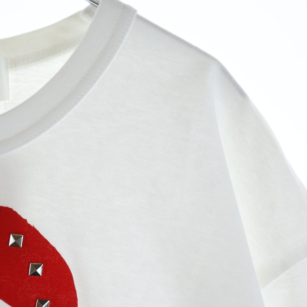 PLAY COMME des GARCONS(プレイコムデギャルソン) ハートロゴ プリント スタッズ クルーネック 半袖Tシャツ カットソー ホワイト AX-T803 AD2024/7