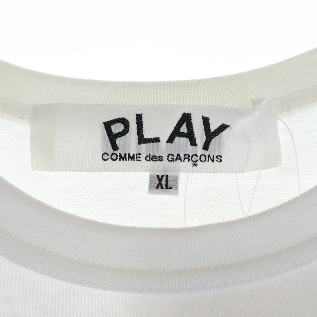 PLAY COMME des GARCONS(プレイコムデギャルソン) ハートロゴ プリント スタッズ クルーネック 半袖Tシャツ カットソー ホワイト AX-T803 AD2024/7