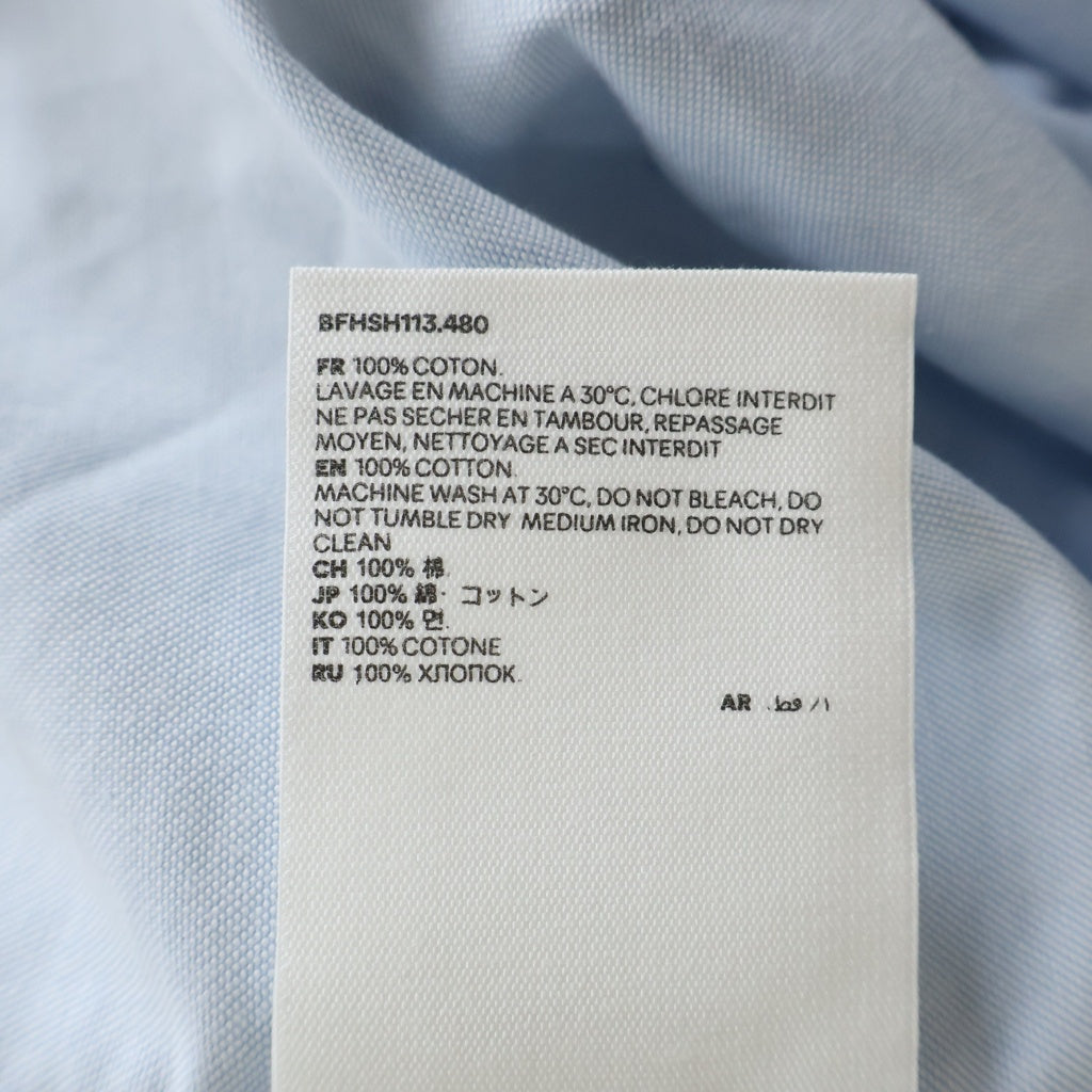 AMI Alexandre Mattiussi(アミアレクサンドルマテュッシ) 22AW AMI de Coeur ハートロゴ刺繍 ボタンダウン 長袖シャツ ブルー BFHSH113.480