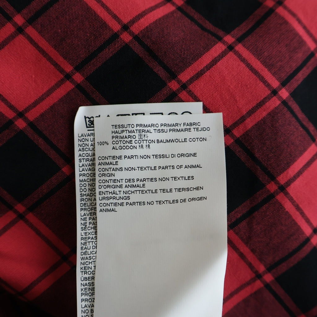 Maison Margiela(メゾンマルジェラ) 18SS コットン チェック 比翼 半袖シャツ レッド/ブラック S30DL0393 S48688