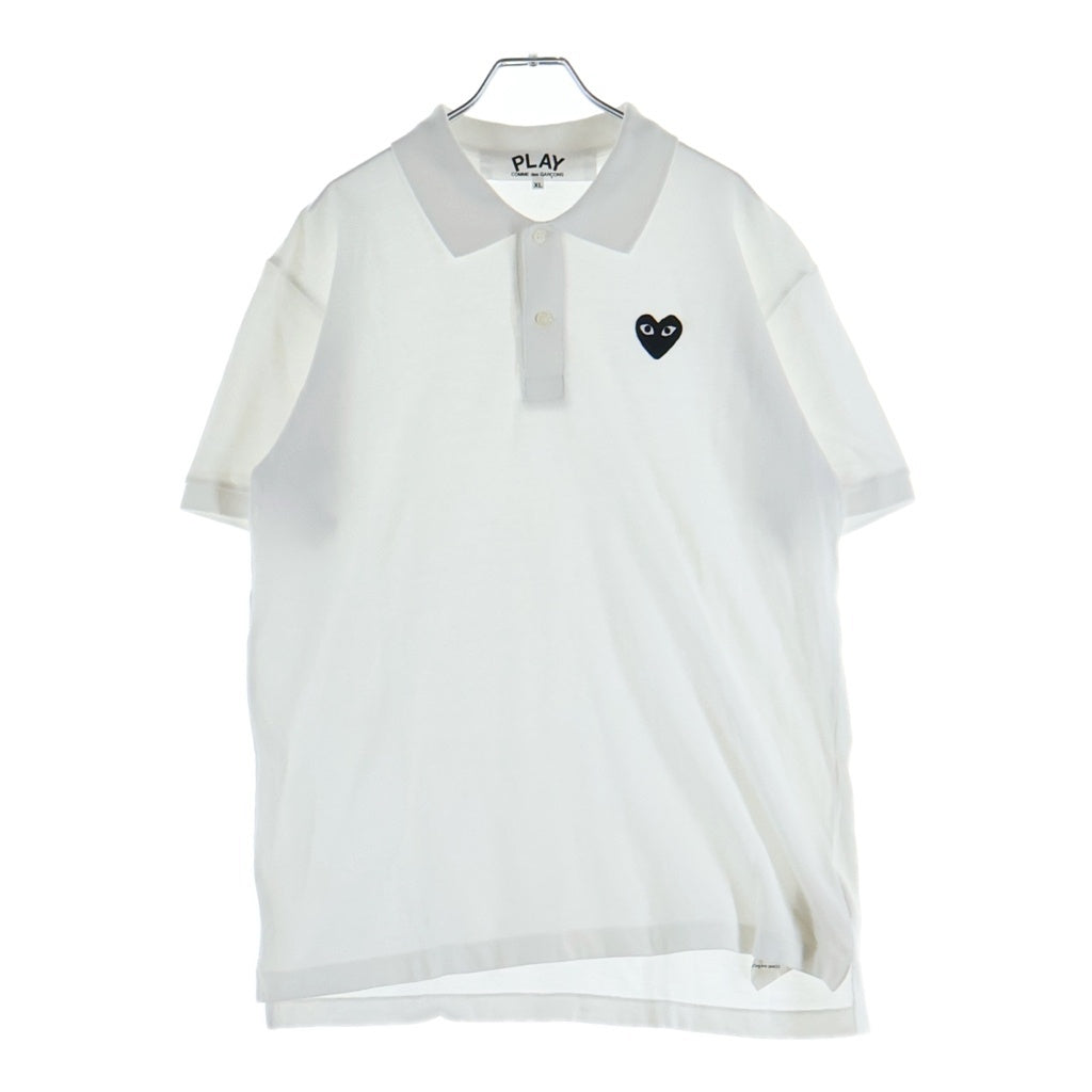 PLAY COMME des GARCONS(プレイコムデギャルソン) 25SS ハートロゴ刺繍 コットン 半袖ポロシャツ ホワイト AX-T006 AD2025/3