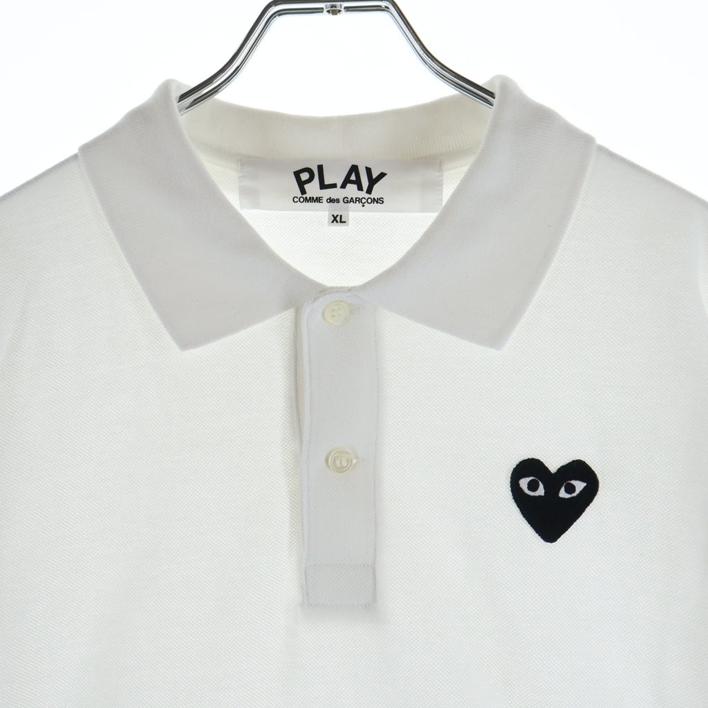 PLAY COMME des GARCONS(プレイコムデギャルソン) 25SS ハートロゴ刺繍 コットン 半袖ポロシャツ ホワイト AX-T006 AD2025/3