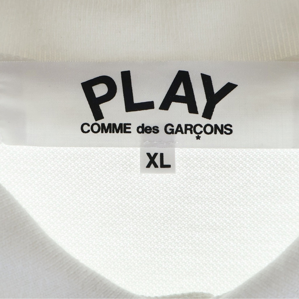 PLAY COMME des GARCONS(プレイコムデギャルソン) 25SS ハートロゴ刺繍 コットン 半袖ポロシャツ ホワイト AX-T006 AD2025/3