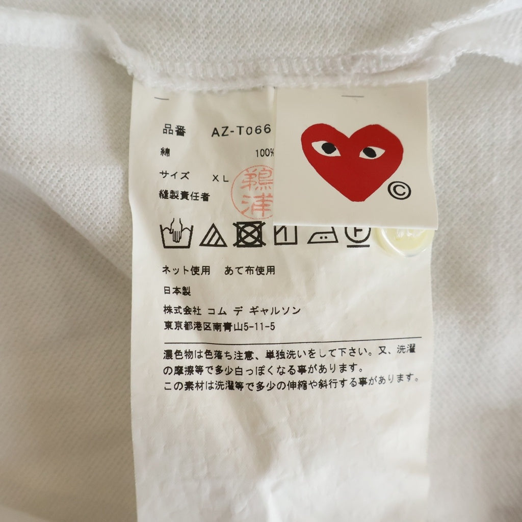 PLAY COMME des GARCONS(プレイコムデギャルソン) 25SS ハートロゴ刺繍 コットン 半袖ポロシャツ ホワイト AX-T006 AD2025/3