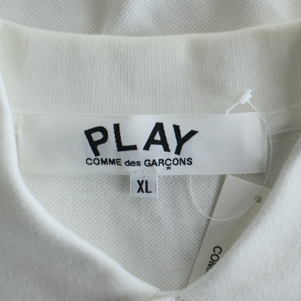 PLAY COMME des GARCONS(プレイコムデギャルソン) 25SS ハートロゴ刺繍 コットン 半袖ポロシャツ ホワイト AX-T066 AD2025/3