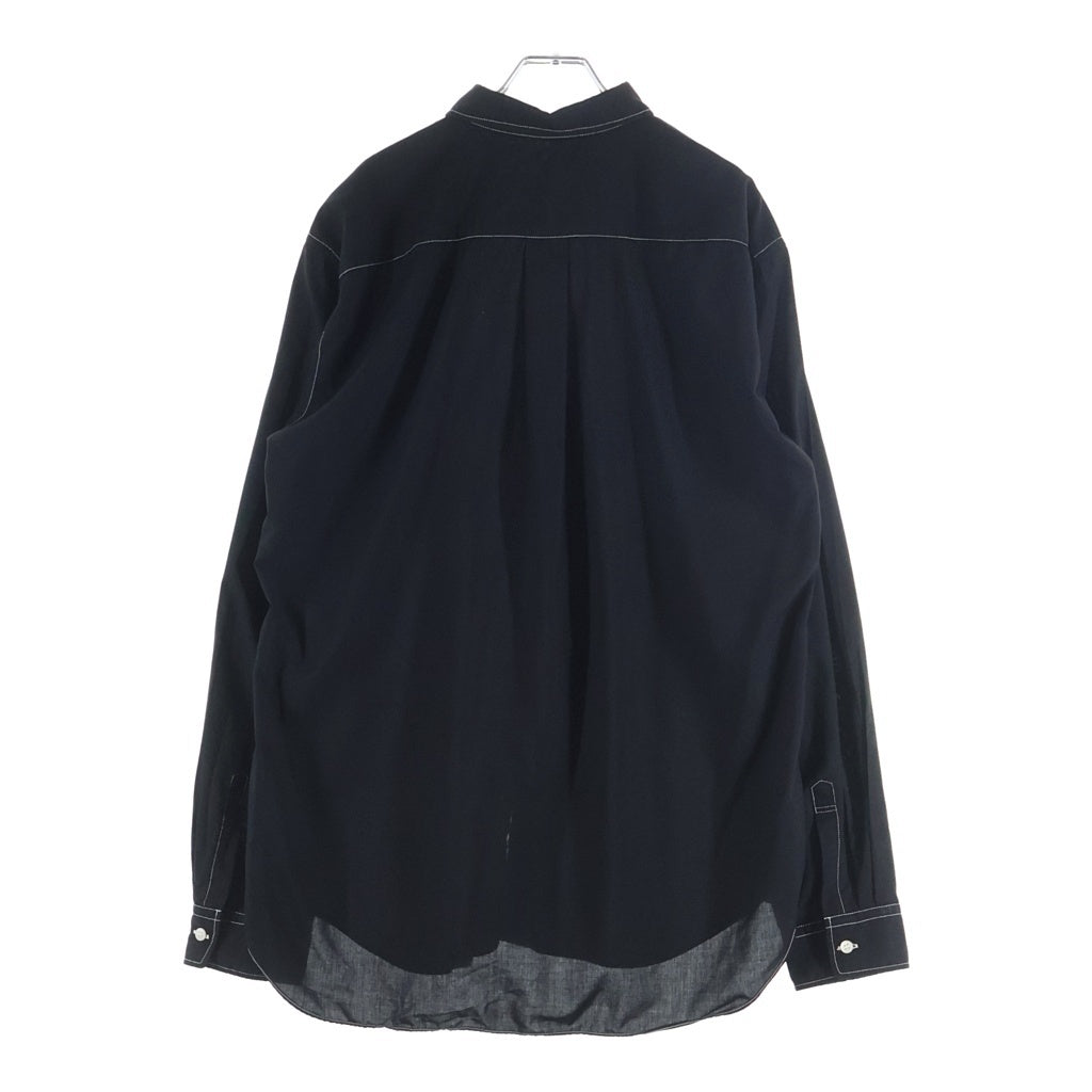 COMME des GARCONS HOMME DEUX(コムデギャルソン オムドゥ) 23AW 後染め加工 ポリエステル ステッチ 長袖シャツ ブラック DL-B022