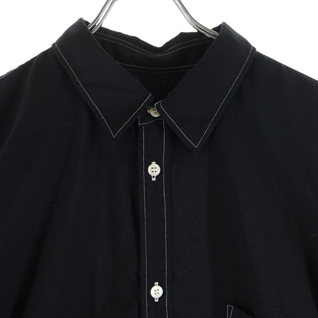 COMME des GARCONS HOMME DEUX(コムデギャルソン オムドゥ) 23AW 後染め加工 ポリエステル ステッチ 長袖シャツ ブラック DL-B022