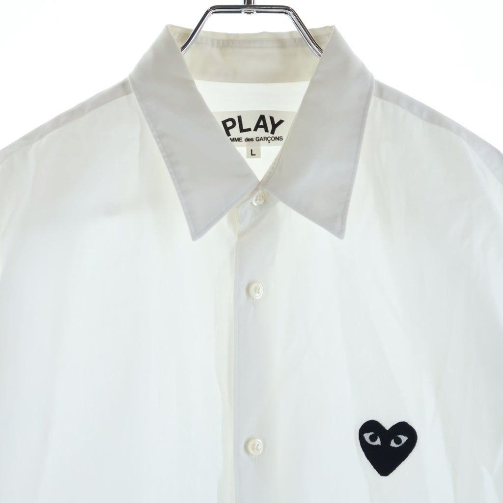PLAY COMME des GARCONS(プレイコムデギャルソン) ハートロゴ刺繍 コットン 長袖シャツ ホワイト AZ-B004 AD2016/8