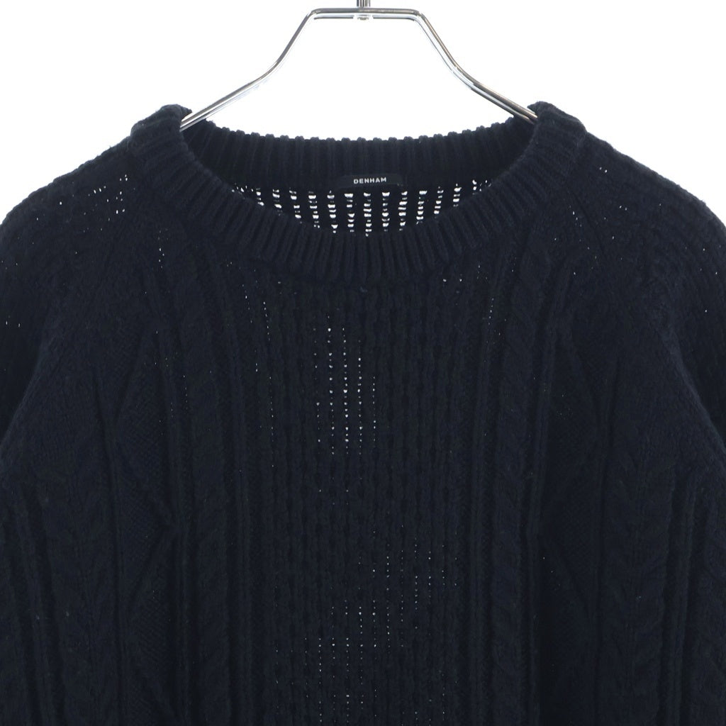 DENHAM(デンハム) ALAN KNIT SWEATER アラン ケーブル ウール ニット セーター ブラック 01-22-10-71-070