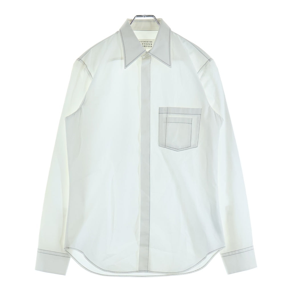 Maison Margiela(メゾンマルジェラ) 18SS Pocket Stitch Shirt ポケット ステッチ 長袖シャツ ホワイト S50DL0334 S43001