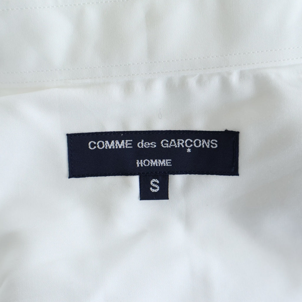 COMME des GARCONS HOMME(コムデギャルソンオム) 24SS 裾ロゴ刺繍 コットンブロード オーバーサイズ 半袖シャツ ホワイト HM-B103 AD2023
