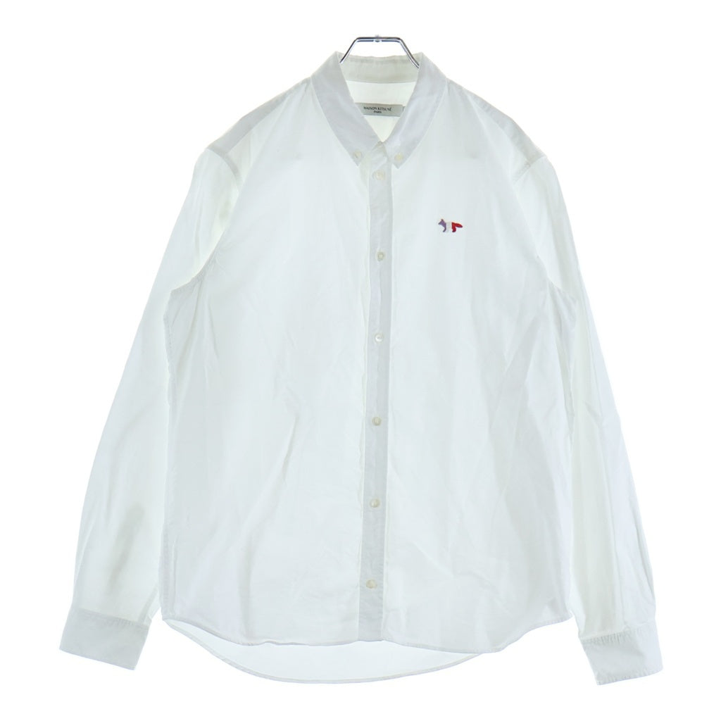 MAISON KITSUNE(メゾンキツネ) OXFORD TRICOLOR FOX PATCH CLASSIC SHIRT BD オックスフォード トリコロールフォックスパッチ ボタンダウン クラシック 長袖シャツ ホワイト FM00400WC2010