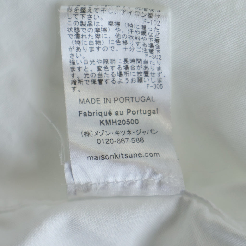 MAISON KITSUNE(メゾンキツネ) OXFORD TRICOLOR FOX PATCH CLASSIC SHIRT BD オックスフォード トリコロールフォックスパッチ ボタンダウン クラシック 長袖シャツ ホワイト FM00400WC2010