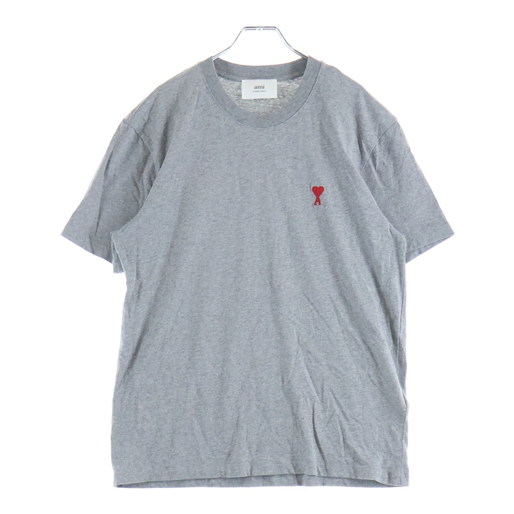 AMI Alexandre Mattiussi(アミアレクサンドルマテュッシ) AMI de Coeur ハートロゴ刺繍 クルーネック 半袖Tシャツ カットソー グレー BFUTS001.724