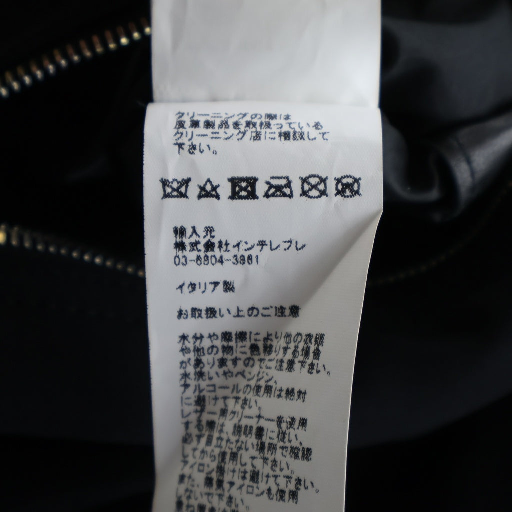 EMMETI(エンメティ) ラムスキン レザー ナイロン切替 フーデッド ジップアップ パーカー ジャケット ブルゾン ブラック