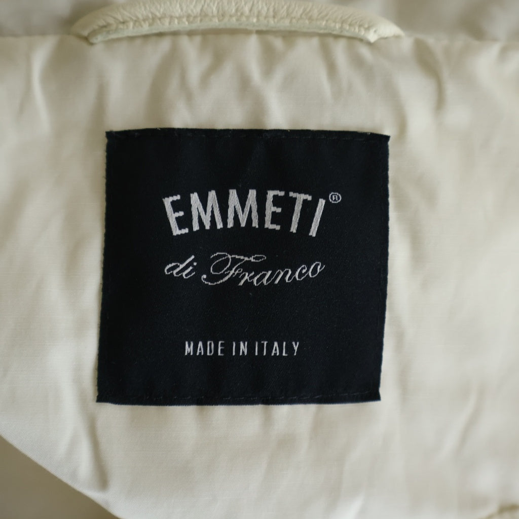 EMMETI(エンメティ) CERRETO チェレット ナッパレザー ナイロン フーデッド ハイブリッドダウン ジャケット ブルゾン ホワイト