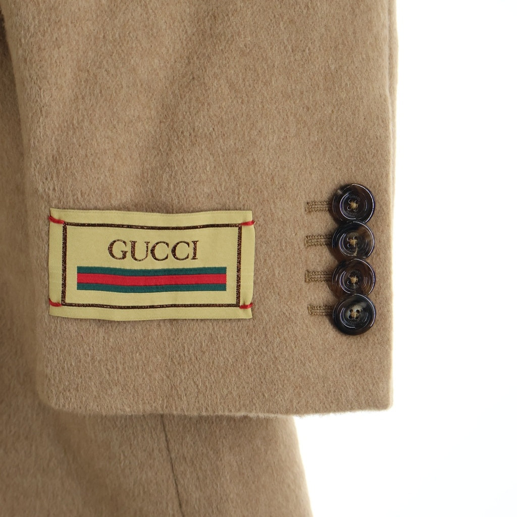 GUCCI(グッチ) キャメルヘアー シングルブレスト チェスターコート ブラウン 663482