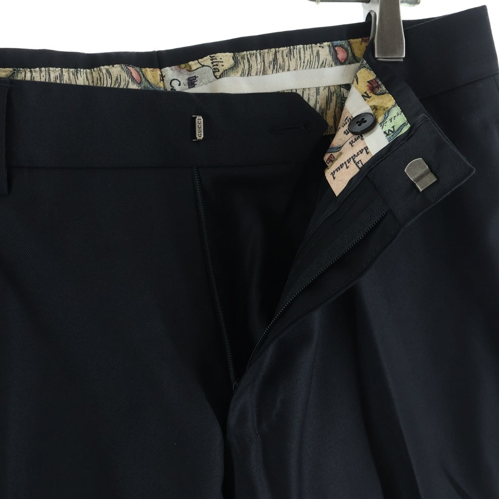GUCCI(グッチ) ウール ピークドラペル 2B テーラードジャケット スラックスパンツ ジレベスト 3ピース セットアップ スーツ ブラック