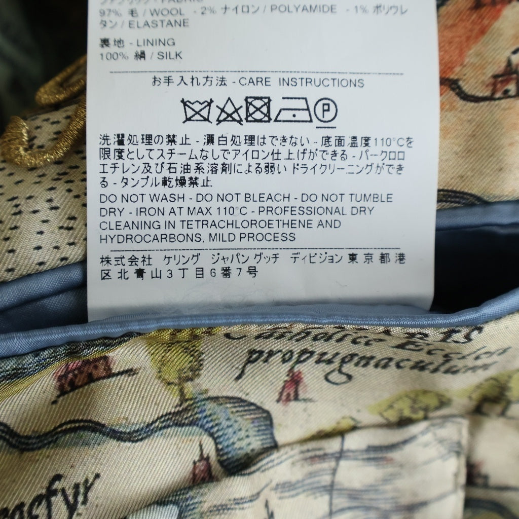 GUCCI(グッチ) ウール ピークドラペル 2B テーラードジャケット スラックスパンツ ジレベスト 3ピース セットアップ スーツ ブラック