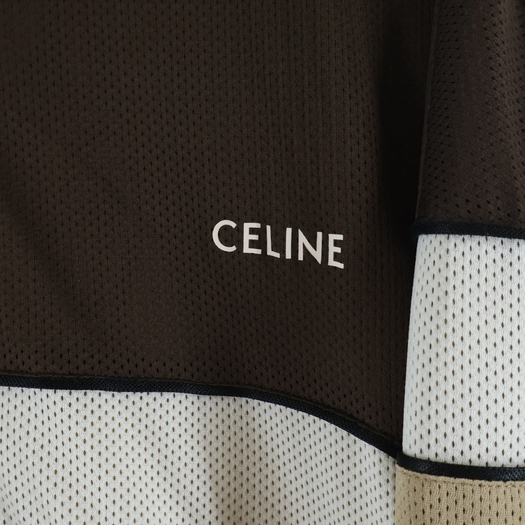 CELINE(セリーヌ) テクニカルメッシュ ロゴプリント トラックジャケット ブラウン/ベージュ 2Y97E070Z.02QE