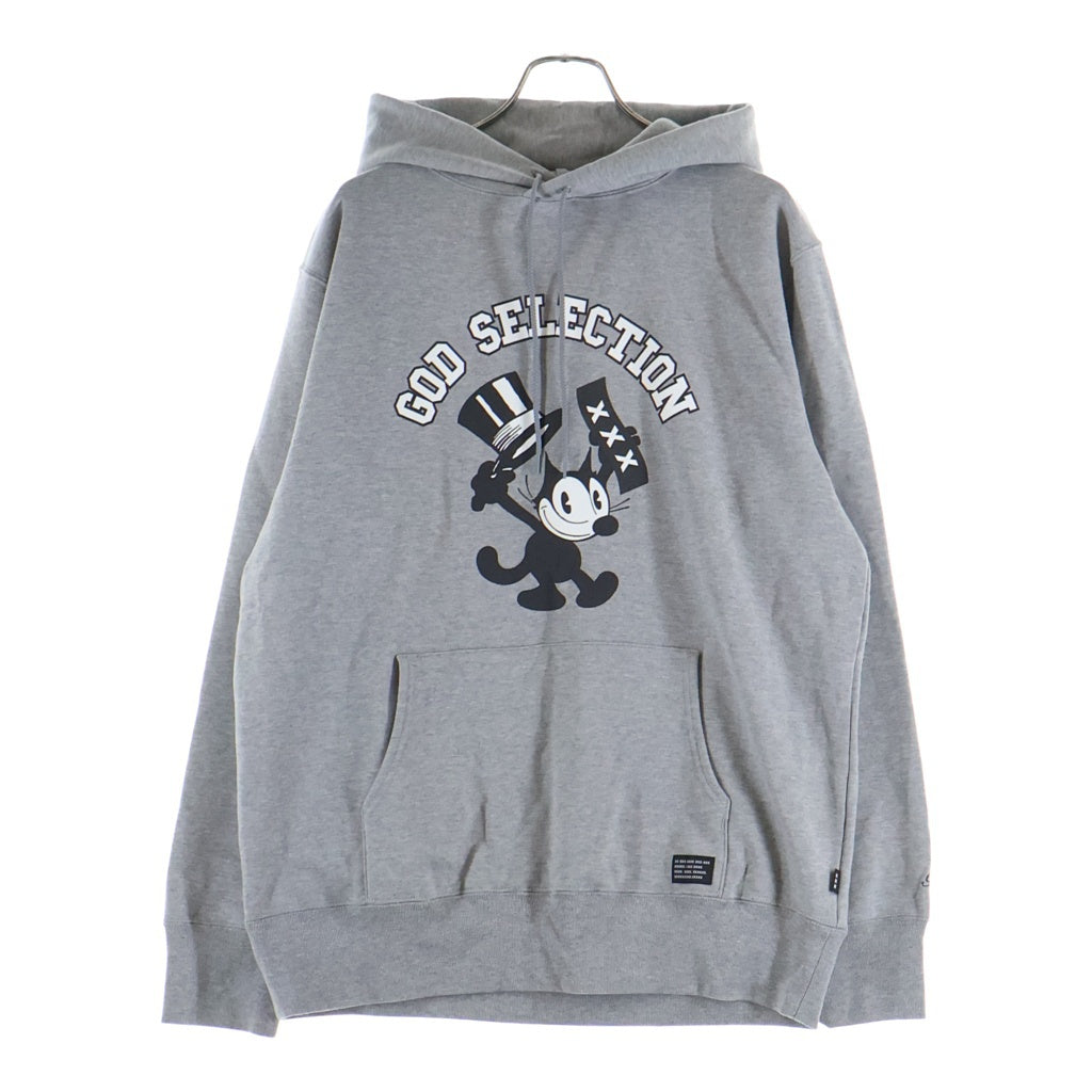 GOD SELECTION XXX(ゴッドセレクショントリプルエックス) ×FERIX フィリックス プリントプルオーバー スウェットパーカー グレー