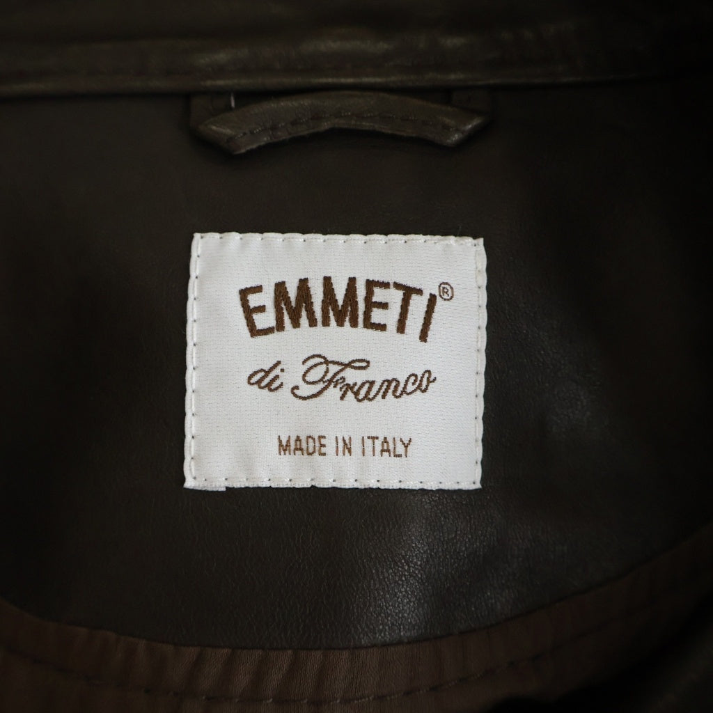 EMMETI(エンメティ) ラムスキン レザー シングルライダースジャケット ブラウン GIAPPONE-035