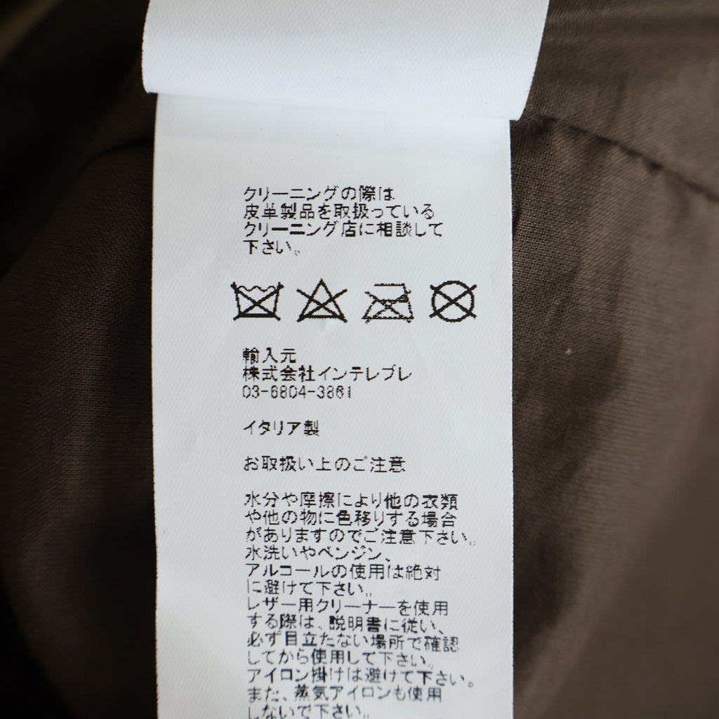 EMMETI(エンメティ) ラムスキン レザー シングルライダースジャケット ブラウン GIAPPONE-035