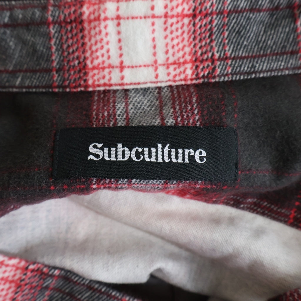 SUBCULTURE(サブカルチャー) 24SS OMBRE CHECK SHIRT オンブレ チェック 長袖シャツ レッド SCSH-S2402