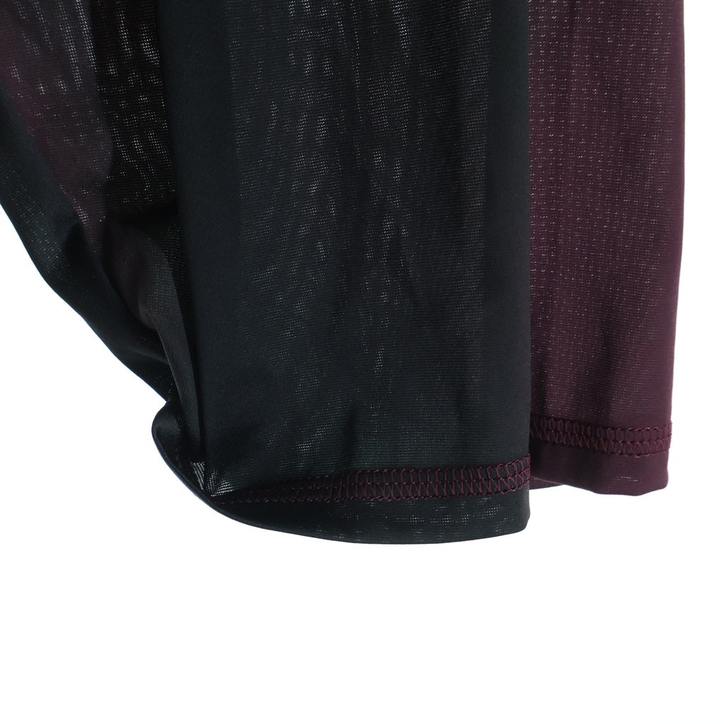 DIESEL(ディーゼル) T-OLAVI-AA テクニカルファブリック フロントプリント 長袖Tシャツカットソー ブラック/ボルドー A19721