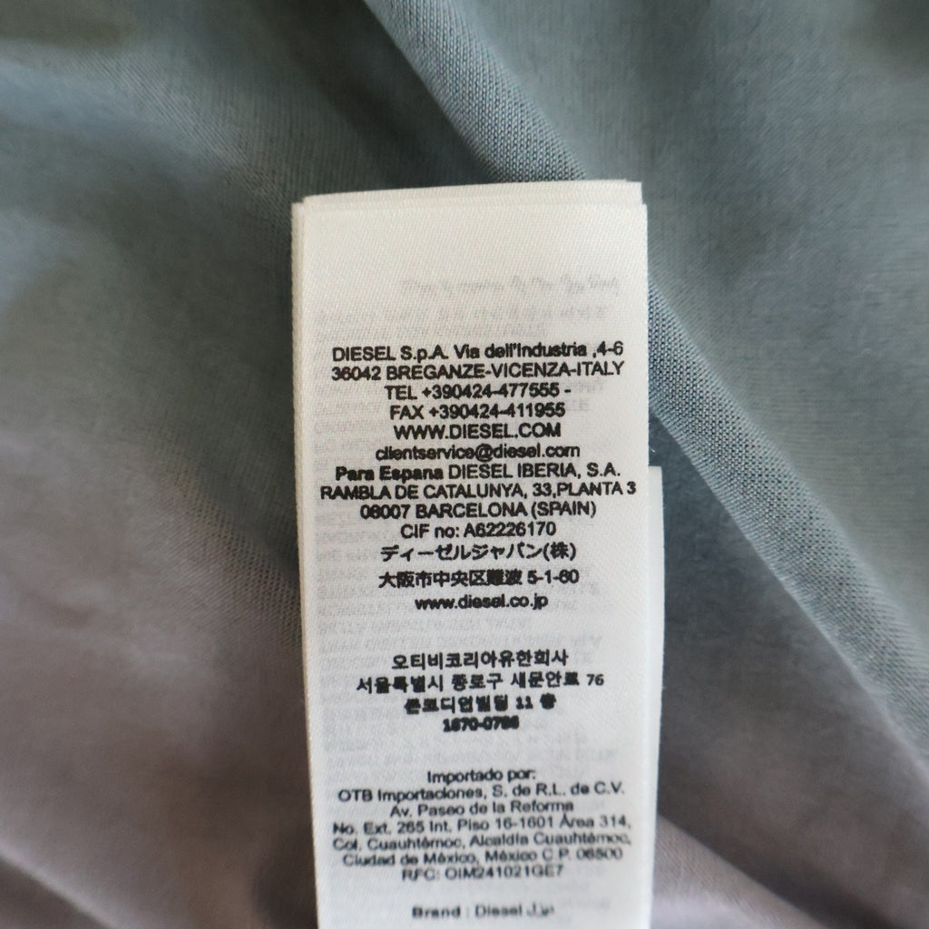 DIESEL(ディーゼル) T-OLAVI-AA テクニカルファブリック フロントプリント 長袖Tシャツカットソー ブラック/ボルドー A19721