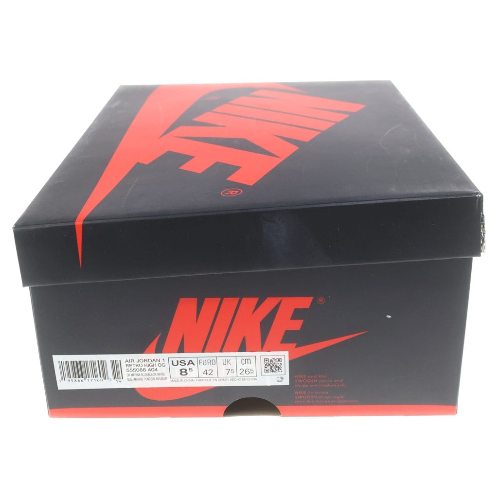 NIKE(ナイキ) AIR JORDAN1 RETRO HIGH OG 555088-404 エアジョーダン1 レトロ ハイカットスニーカー ブラック/ブルー US8.5/26.5cm