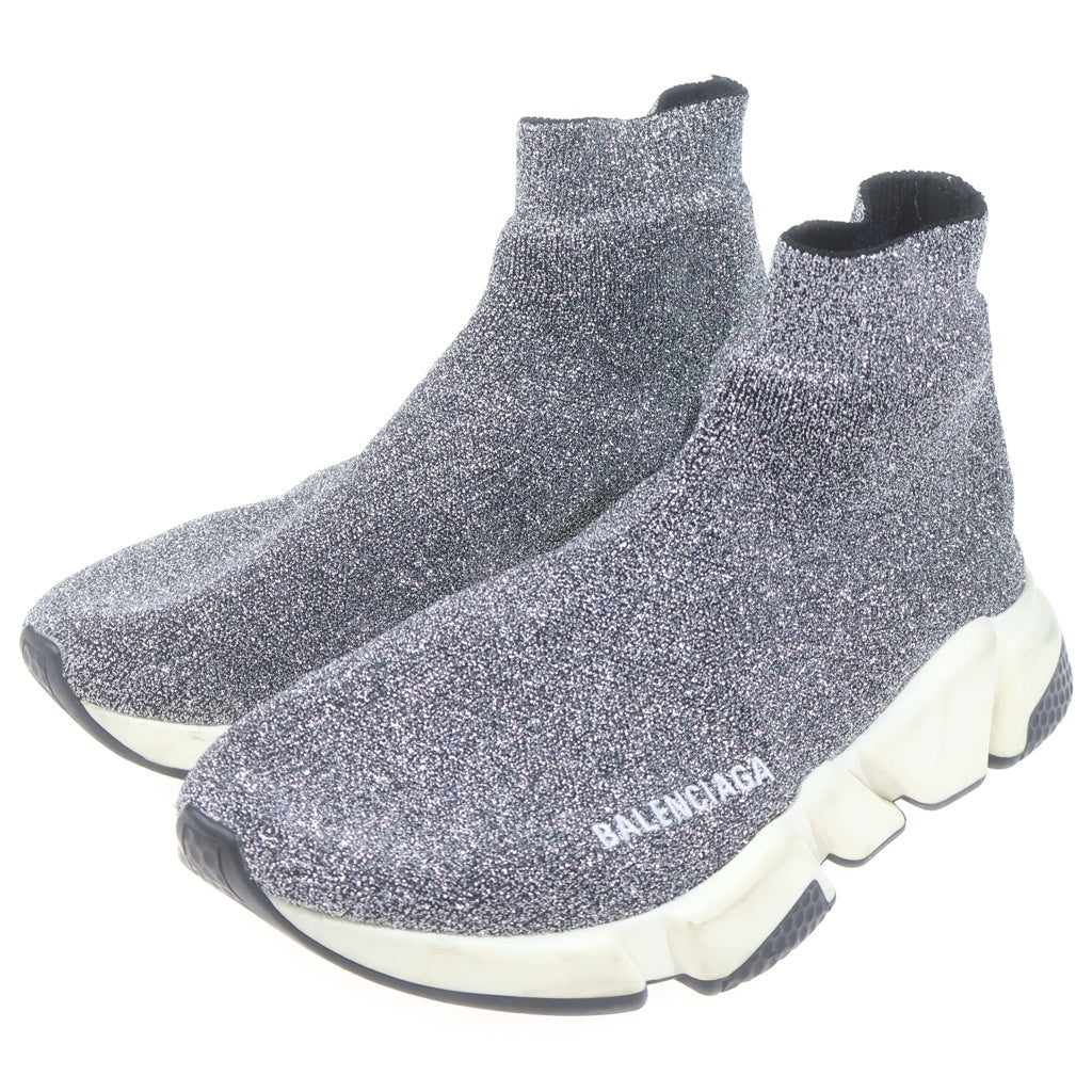BALENCIAGA(バレンシアガ) SPEED TRAINER スピードトレーナー グリッター ソックスハイカットスニーカー シルバー レディース